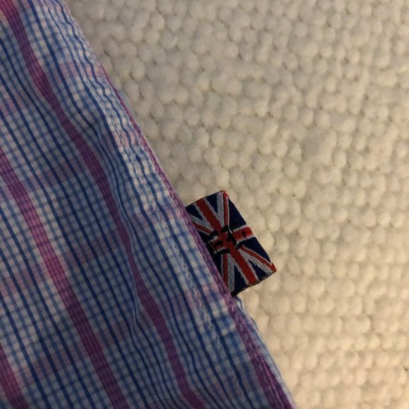 English Laundry Men's Button Up Shirt Large Striped Blue and‎ Pink - Picture 7 of 7